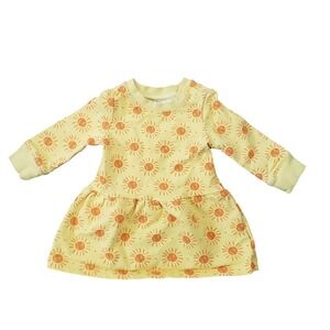 Hanna Andersson Baby Sun Print Organic Cotton Dress Yellow 6-12 Months Casual
